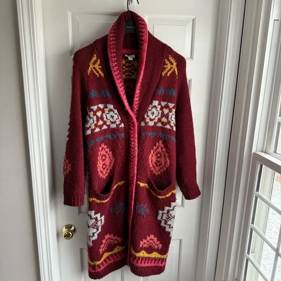 Sundance Burgundy Tayen Coatigan Sz S - Picture 2 of 8